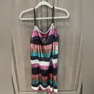 Aqua Luxe sequin stripe dress Bloomingdales small Small